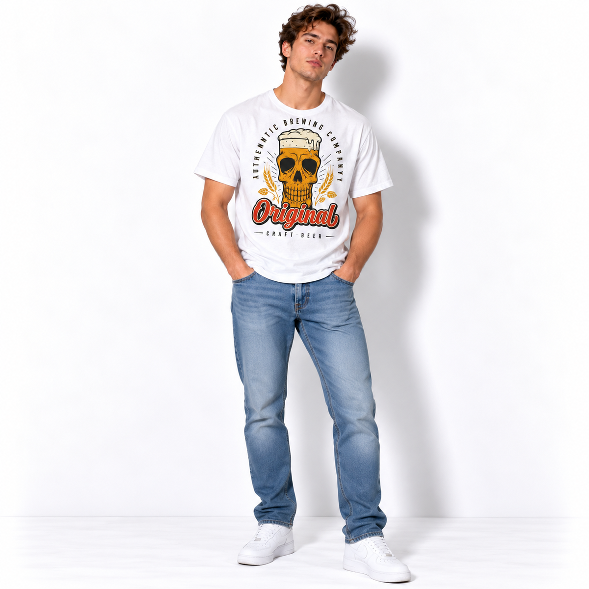 Original Craft Beer Skull Brewing Company Men's Graphic T-Shirt