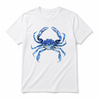 Blue Crab Coastal Graphic T-Shirt Ocean Seafood Beach Tee for Men