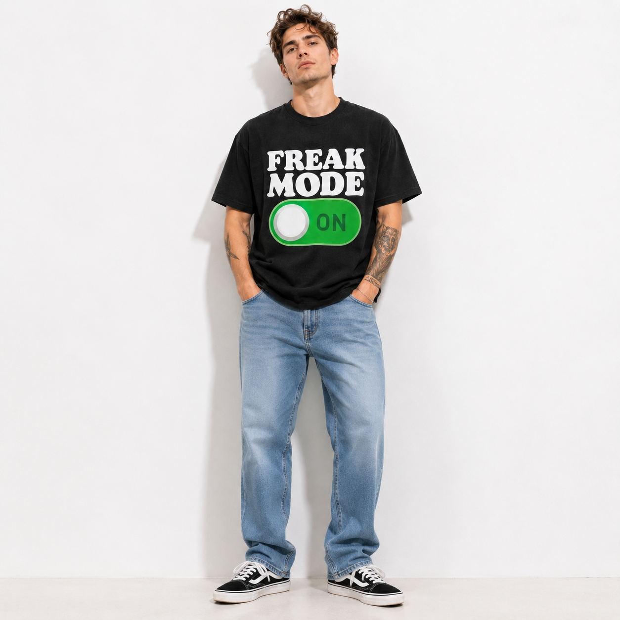 Men's Freak Mode On Graphic T-Shirt Funny Workout Gym Tee