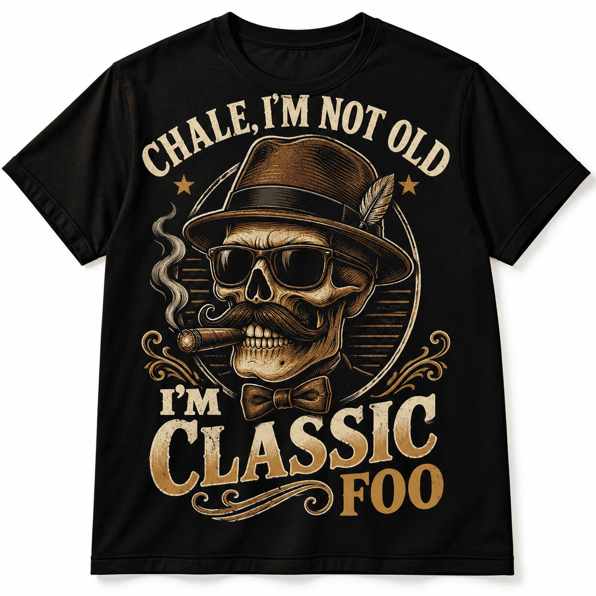 Classic Not Old Funny Skull Cigar Vintage Men's Graphic T-Shirt