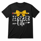 Teacher Life Graphic T-Shirt Cow Print Pencil Bow Tee for Men