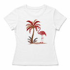 Women's Flamingo Palm Tree Tropical Beach Graphic T-Shirt Summer Casual Tee