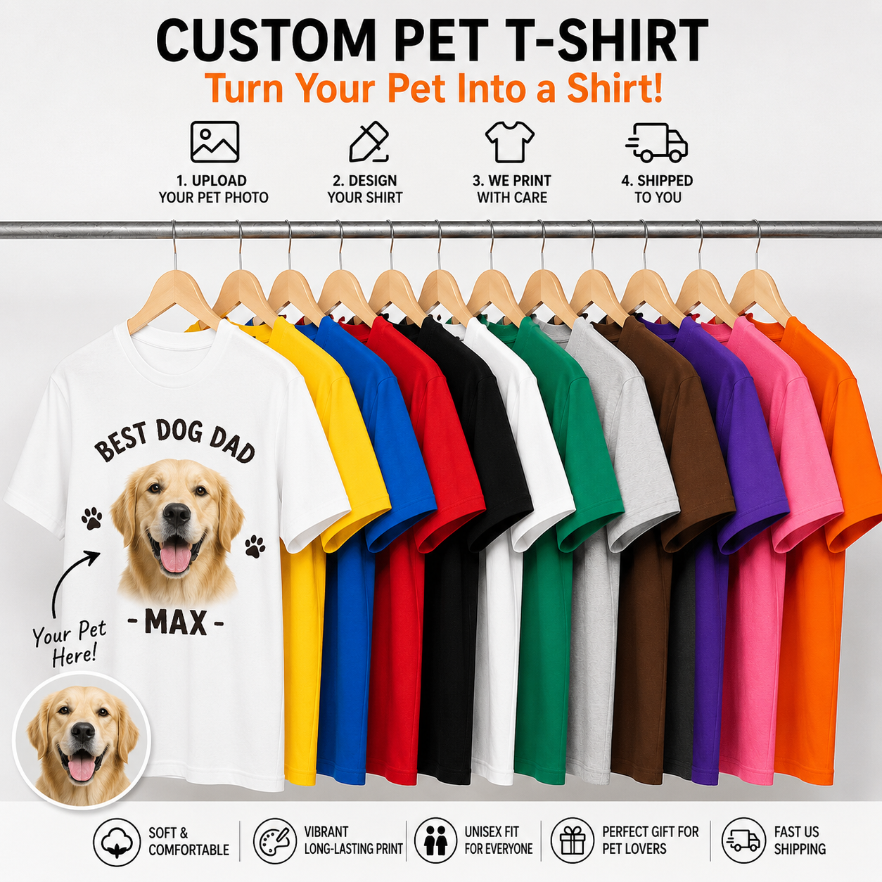 Custom Pet T-Shirt – Personalized Dog & Cat Photo Shirt