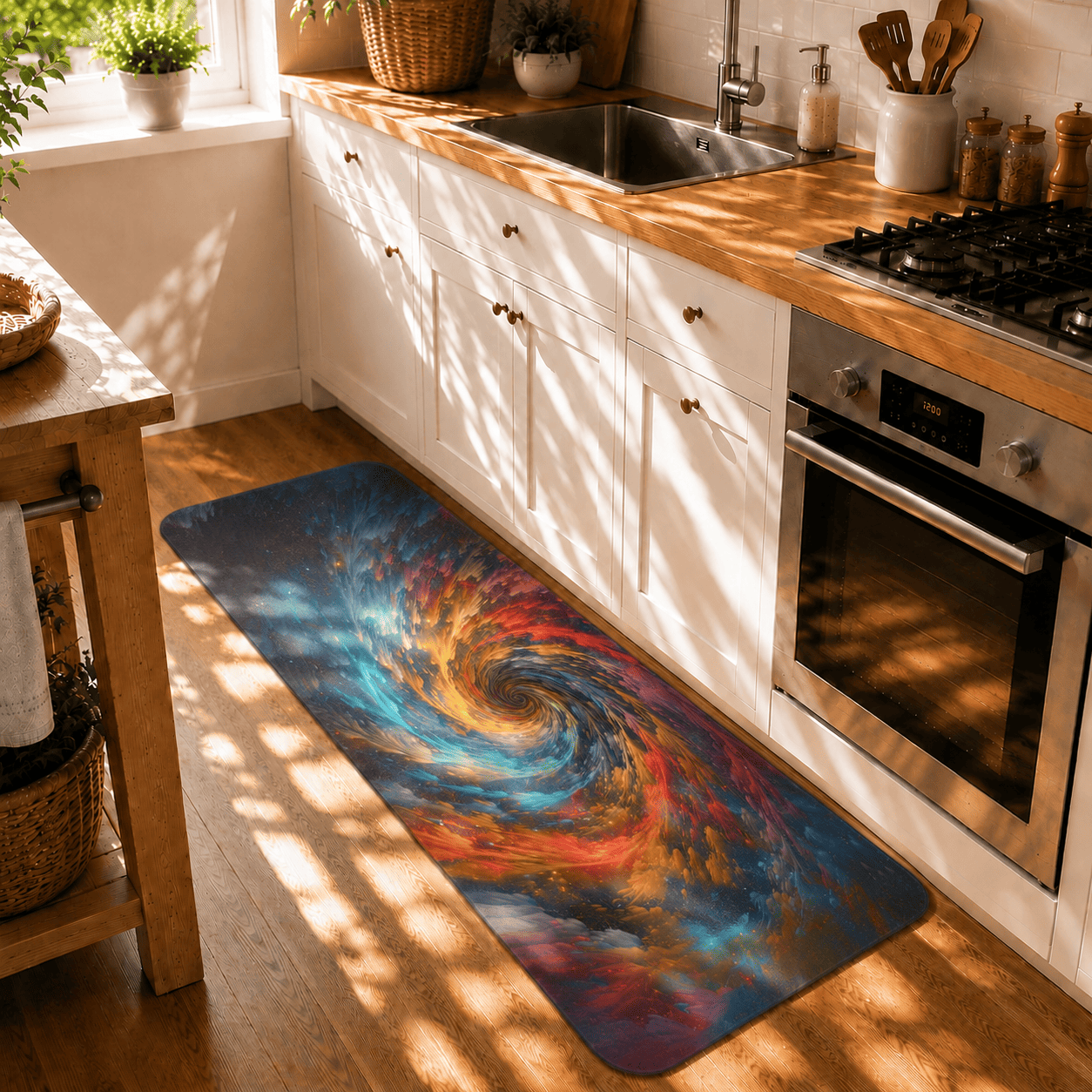 Spiral Galaxy Floor Mat Non Slip Quick Dry Super Absorbent Cosmic Decor