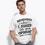 Remember When I Asked for Your Opinion Funny Sarcastic Men's T-Shirt