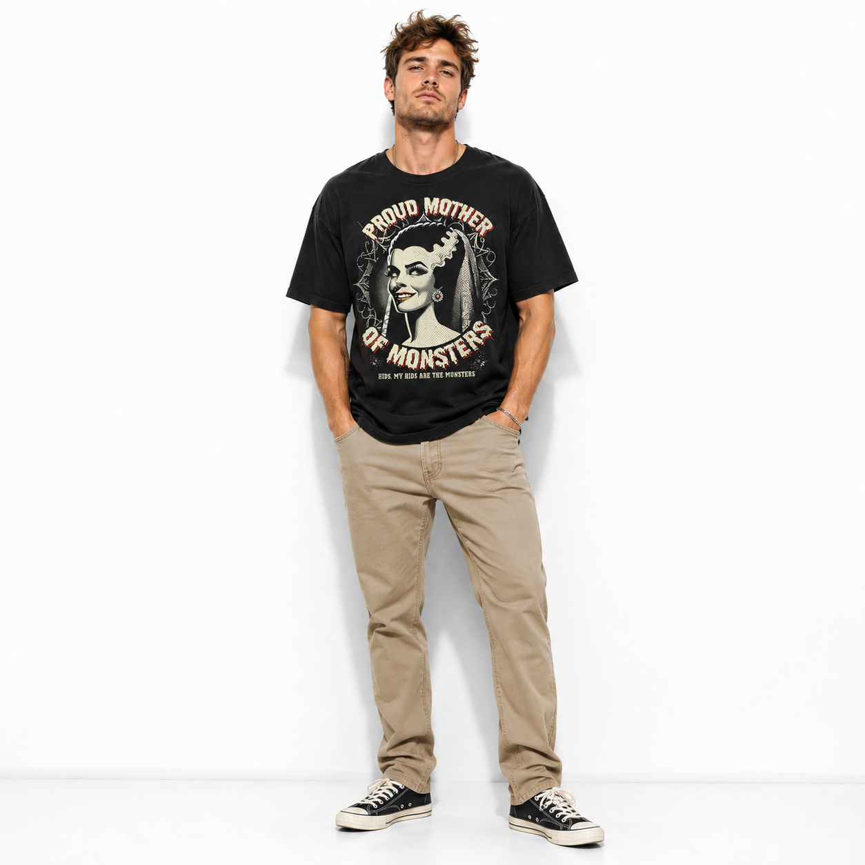 Proud Mother of Monsters Funny Horror Mom Halloween Graphic Men's T-Shirt