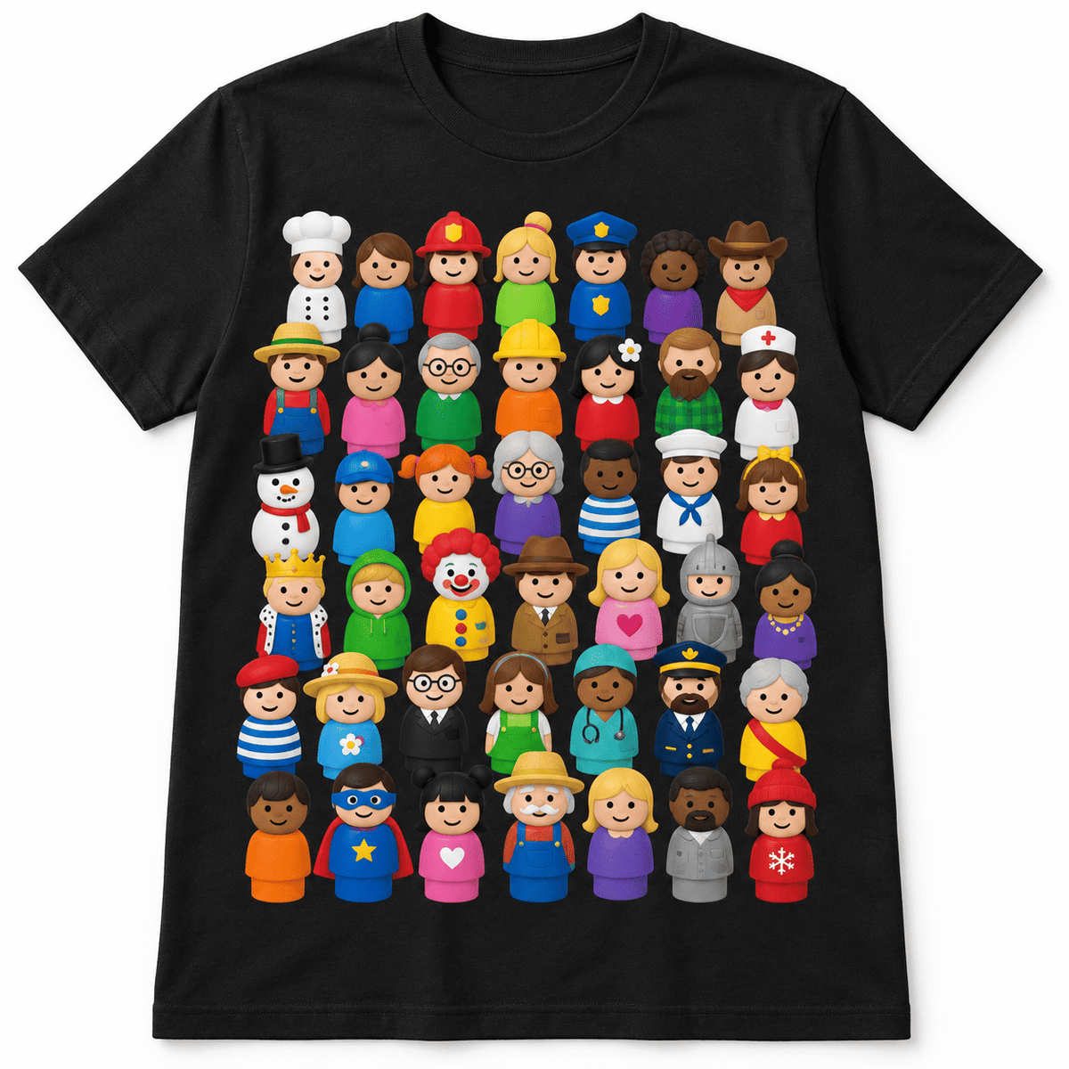 Community Helpers Cute Jobs Characters Funny Graphic Men's T-Shirt