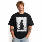 Vintage Ukiyo-e Samurai Cat Graphic T-Shirt Japanese Retro Art Tee