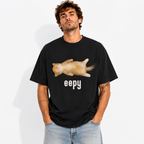 Funny Eepy Sleeping Cat Graphic T-Shirt Cute Meme Tee for Men