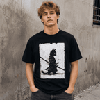 Vintage Ukiyo-e Samurai Cat Graphic T-Shirt Japanese Retro Art Tee