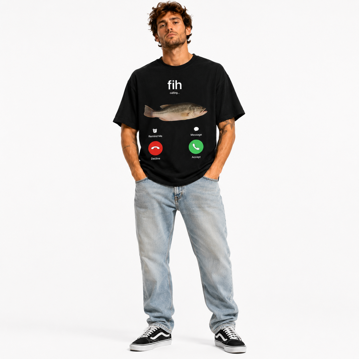 Funny Fish Calling Graphic T-Shirt Fishing Humor Tee for Men