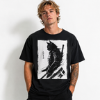Vintage Japanese Samurai Warrior Cat Graphic Unisex T-Shirt Anime Style Art Tee