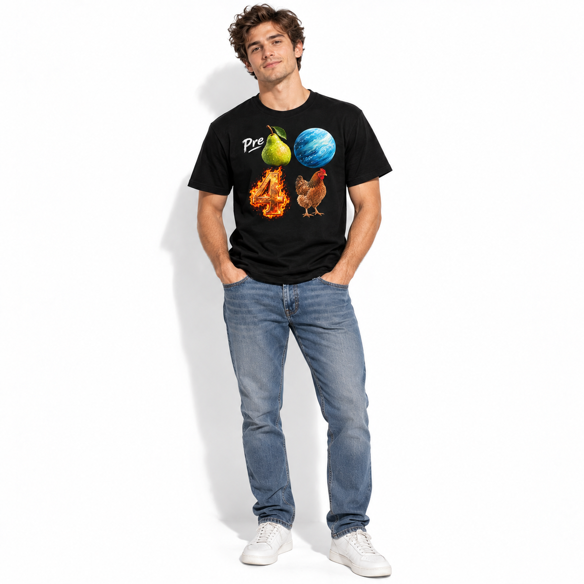 Prepare 4 Chicken Funny Rebus Puzzle Visual Wordplay Men's T-Shirt
