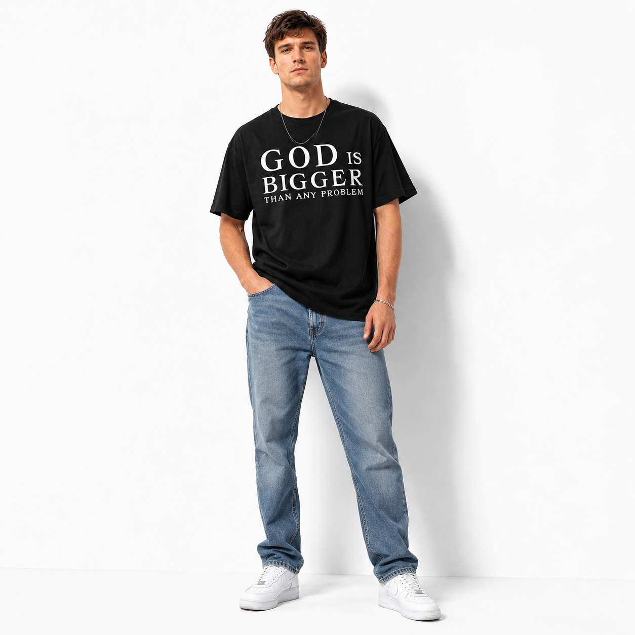 God Is Bigger Than Any Problem Christian Faith Graphic T-Shirt Inspirational