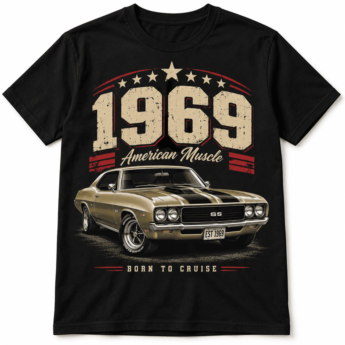 1969 American Muscle Classic Car Vintage Men's Graphic T-Shirt