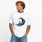 Surfing Wave T-Shirt - Japanese Woodcut Art Style - Surfer Graphic Tee