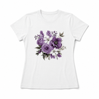 Women's Lavender Rose Floral Graphic T-Shirt Boho Casual Summer Tee Top