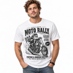 Moto Rally Bulldog Biker Custom Motorcycle Men's Graphic T-Shirt