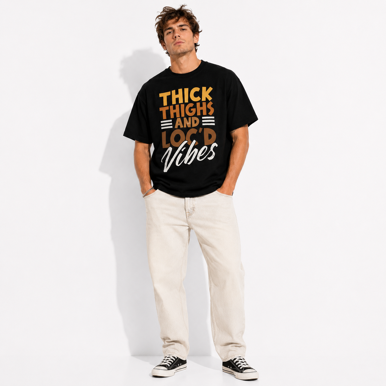 Thick Thighs and Loc'd Vibes Graphic T-Shirt for Men