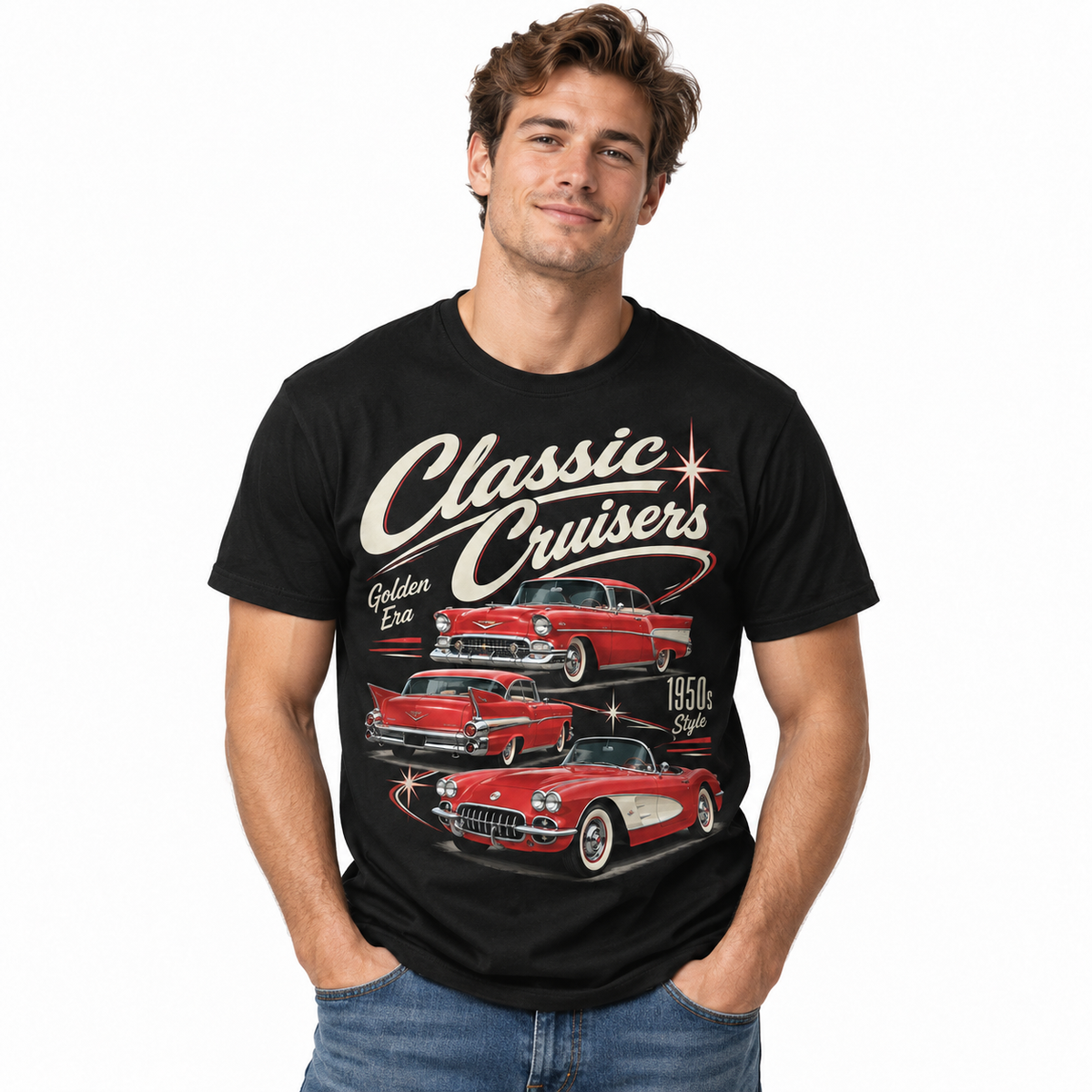 Classic 50s Cars Golden Years Vintage Auto Men's Graphic T-Shirt