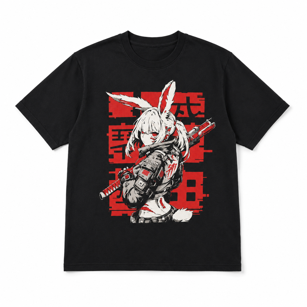 Cyberpunk Bunny Girl Anime Graphic T-Shirt Harajuku Techwear Streetwear Tee