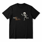 Funny Skeleton Chased by Dachshund Dog Halloween Graphic Men's T-Shirt