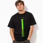 Alien UFO Abduction Green Beam Sci-Fi Graphic Men's T-Shirt