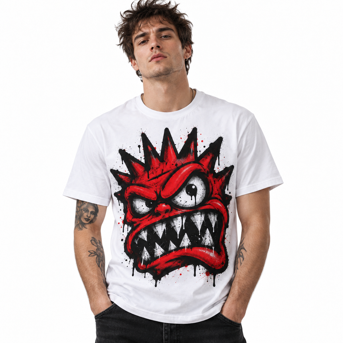 Angry Red Monster Graffiti Street Art Men's Graphic T-Shirt