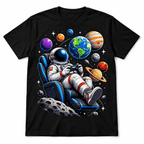 Astronaut Gamer Space Planets Funny Men's Graphic T-Shirt