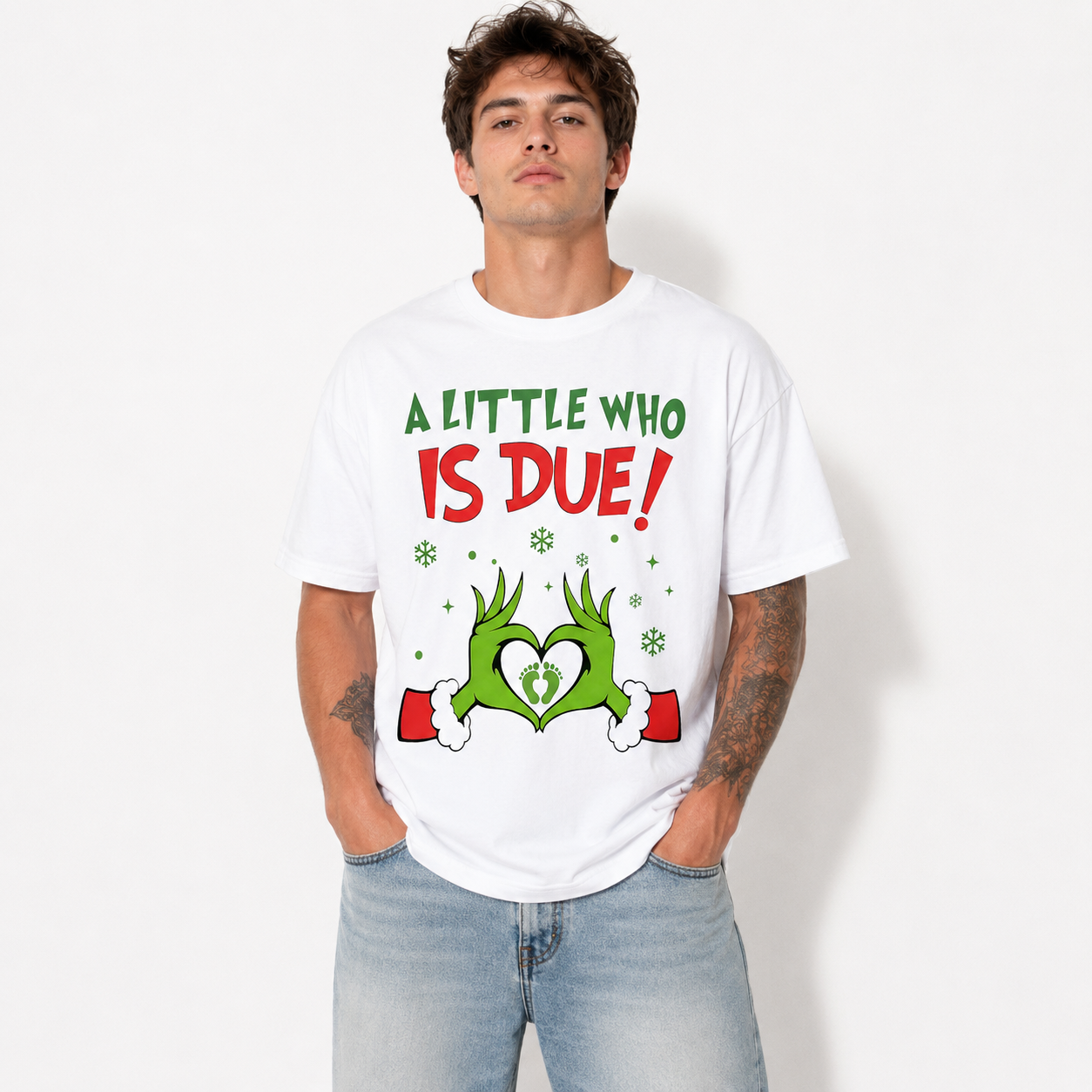 A Little Who Is Due Christmas Pregnancy Announcement Graphic Tee