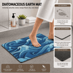 Ocean Waves Floor Mat Quick Dry Super Absorbent Non Slip Coastal Home Decor