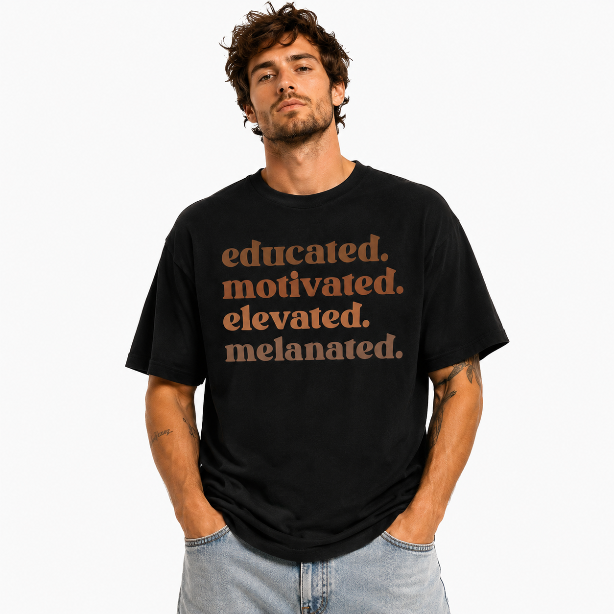 Educated Motivated Elevated Melanated Graphic T-Shirt for Men