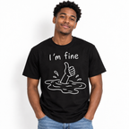 I'm Fine Funny Sinking Hand Dark Humor Men's Graphic T-Shirt