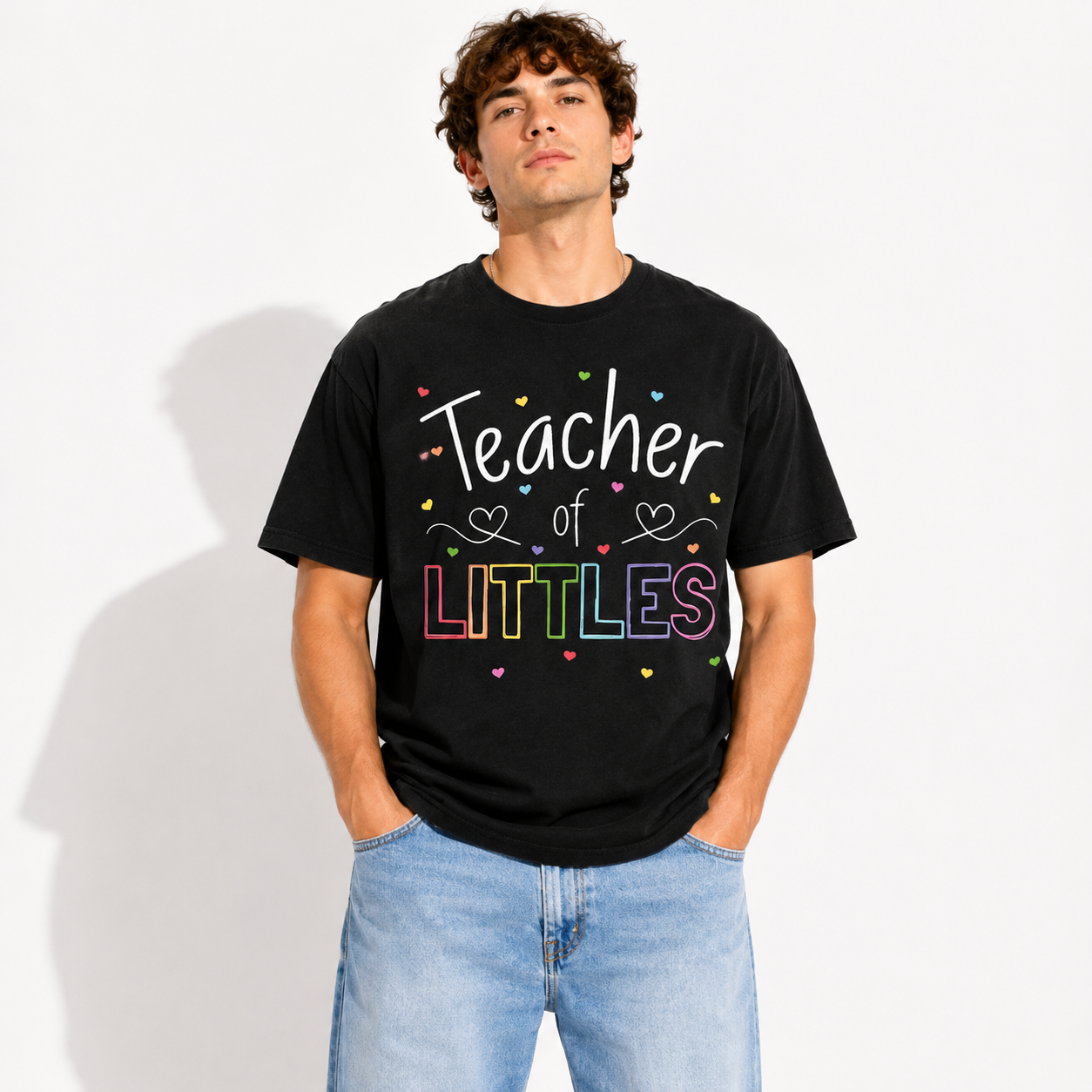 Teacher of Littles Graphic T-Shirt Colorful Preschool Tee for Men
