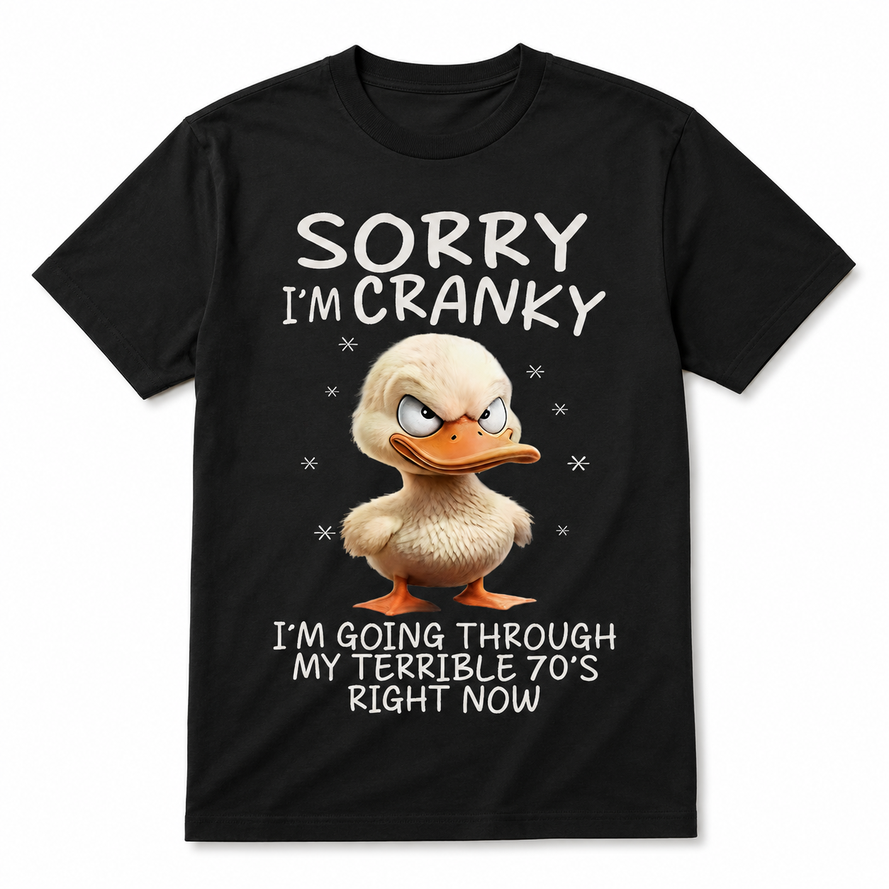 Funny Cranky Duck Graphic T-Shirt Vintage Humor Tee for Men