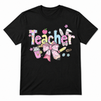 Cute Teacher Graphic T-Shirt Pastel Bow School Tee for Men