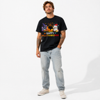 Happy Hallothanksmas Funny Cats Halloween Thanksgiving Christmas Men's T-Shirt