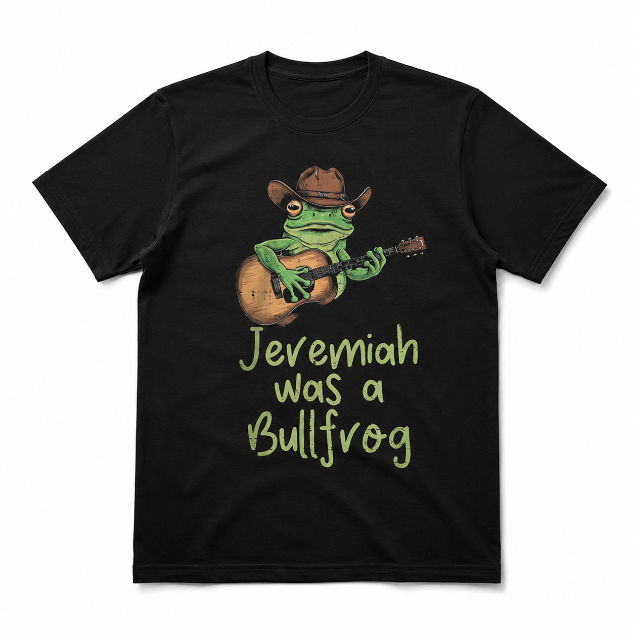 Jeremiah Was a Bullfrog Funny Frog Guitar Graphic T-Shirt for Men