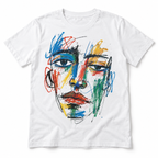 Abstract Face Colorful Line Art Modern Men's Graphic T-Shirt