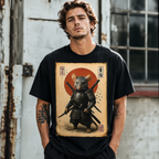 Vintage Japanese Samurai Rat Warrior Graphic Unisex T-Shirt Anime Style Art Tee