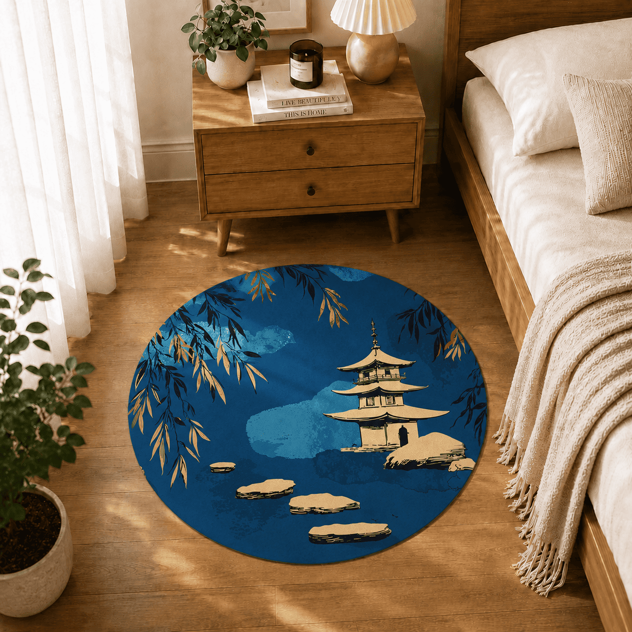 Japanese Pagoda Entryway Mat Quick Dry Super Absorbent Non Slip Zen Lakeside