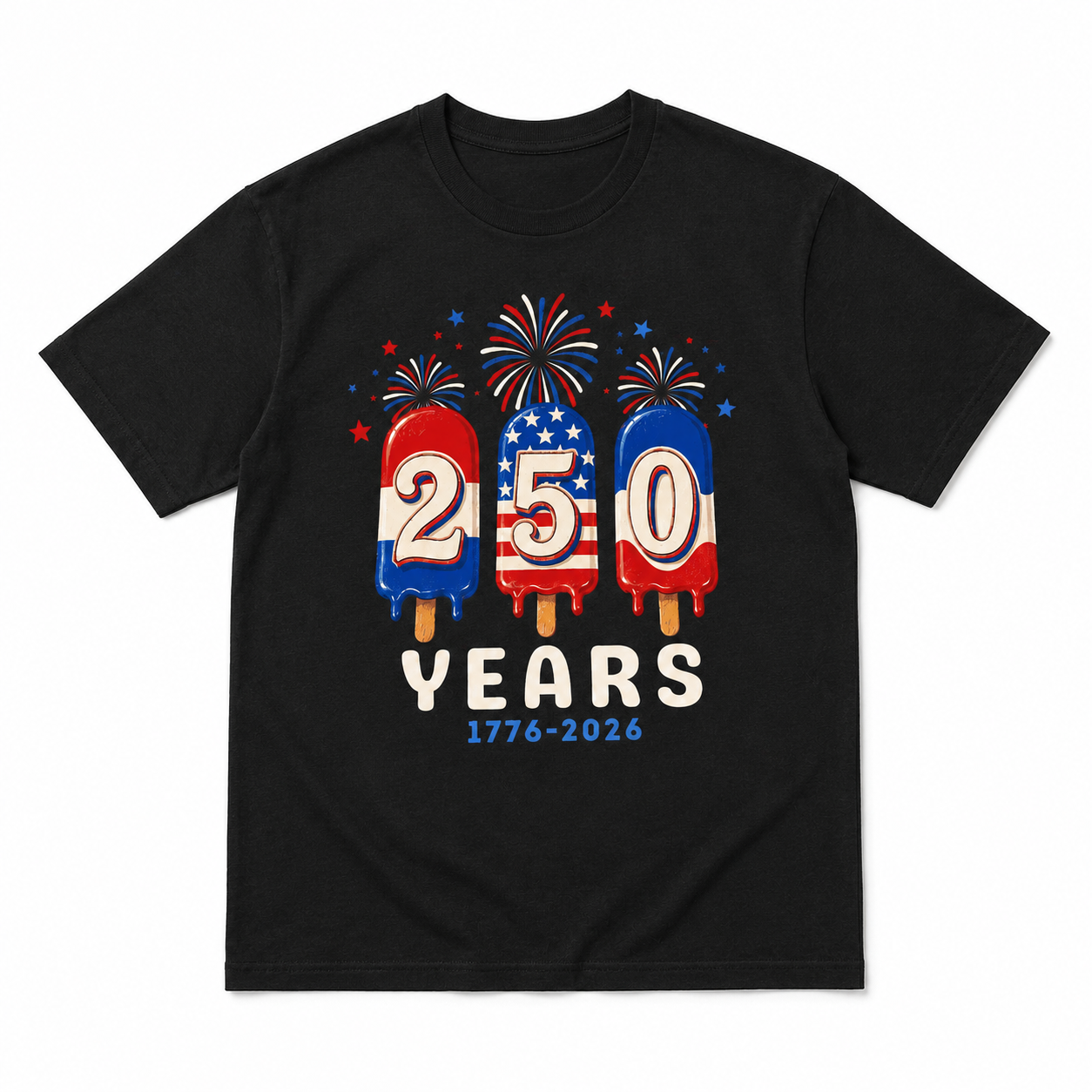 USA 250th Anniversary Ice Pops T-Shirt Patriotic 4th of July Freedom Tee