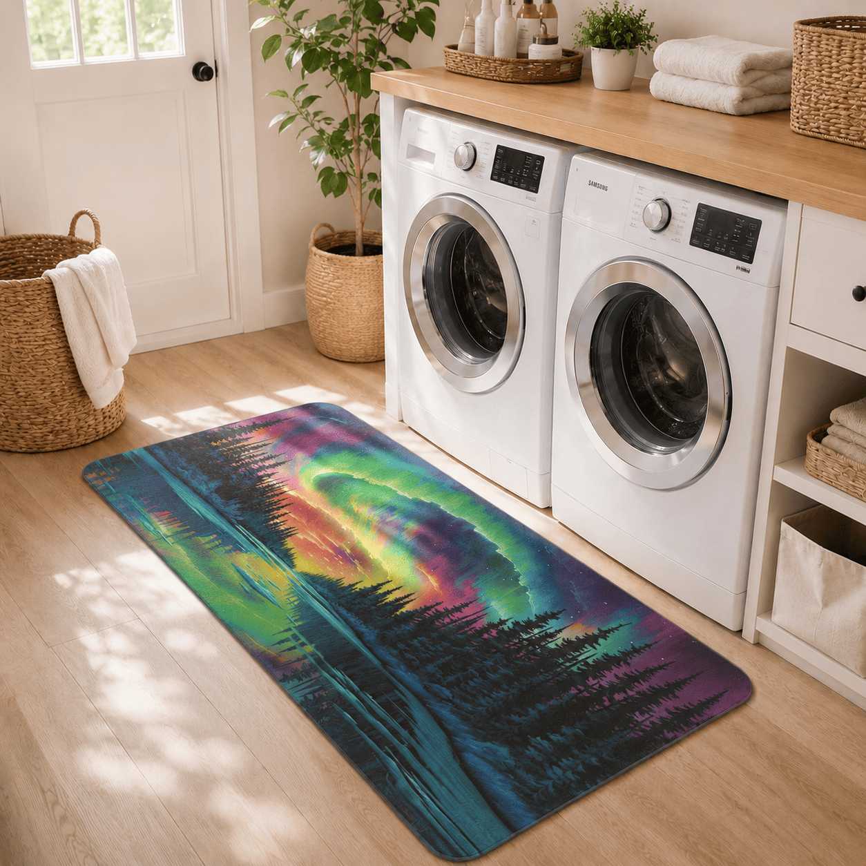 Aurora Borealis Floor Mat Quick Dry Super Absorbent Non Slip Northern Lights