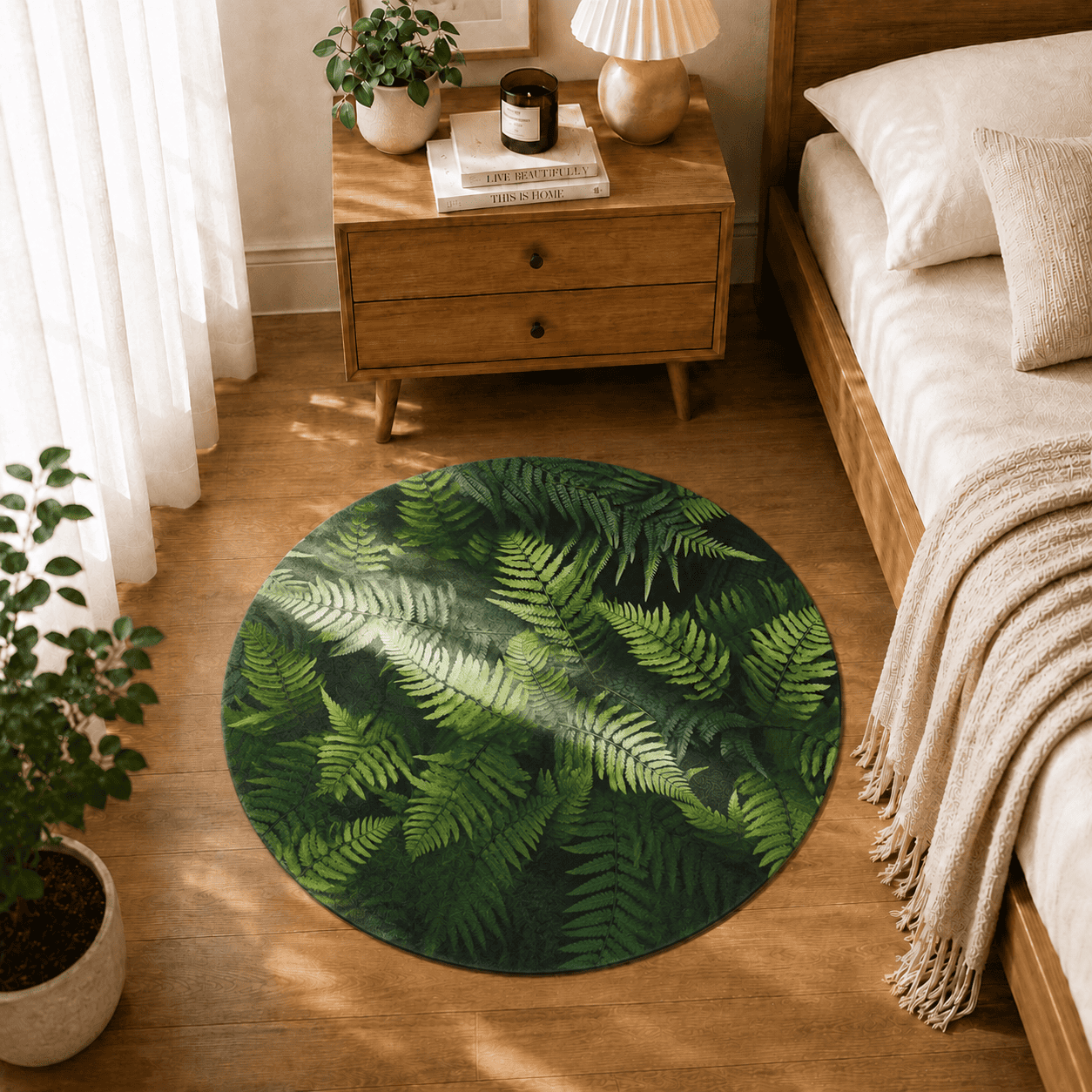 Vibrant Fern Door Mat Quick Dry Super Absorbent Non Slip Botanical Decor