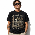 Waiting on Parts Skeleton Mechanic Car Garage Funny Men's Graphic T-Shirt