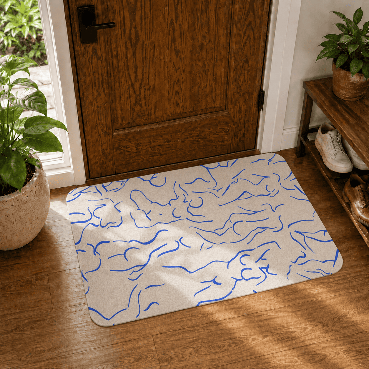 Modern Women Body Bath Mat Quick Dry Super Absorbent Non Slip Abstract Art Decor
