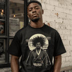 Afro Samurai Warrior Katana Vintage Japanese Graphic T Shirt Streetwear Tee