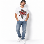 Jesus Cross Crown of Thorns Christian Faith Men's Graphic T-Shirt