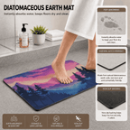 Mountain Sunset Laundry Room Mat Quick Dry Super Absorbent Non Slip Nature Decor