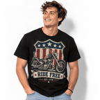 Ride Free 1776 Patriotic Biker Motorcycle Men's Graphic T-Shirt